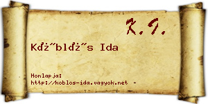 Köblös Ida névjegykártya